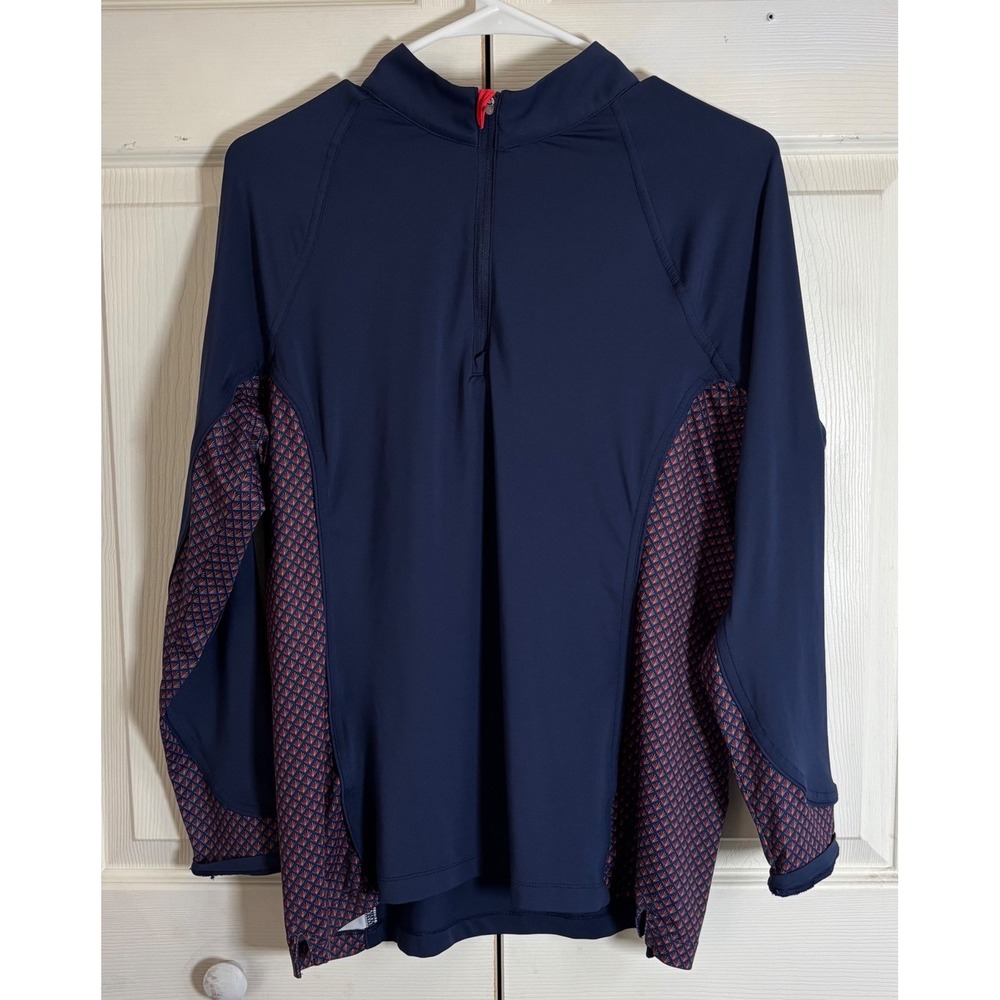 Peter Millar Womens Navy Blue UPF 50+ SPF Quarter Zip Golf Pullover Top Large